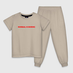 Пижама хлопковая детская Normal is boring art, цвет: миндальный