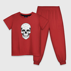 Пижама хлопковая детская Полигональный череп, цвет: красный