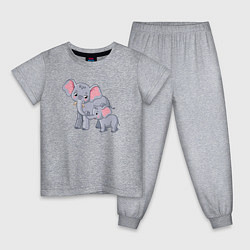 Пижама хлопковая детская Elephants family, цвет: меланж
