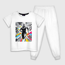 Пижама хлопковая детская Чернокожий спринтер, цвет: белый