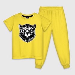 Пижама хлопковая детская Медвежья голова, цвет: желтый