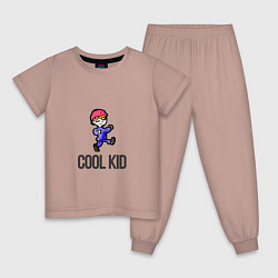 Пижама хлопковая детская Cool kid, цвет: пыльно-розовый