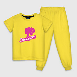Пижама хлопковая детская Дочь - силуэт Барби, цвет: желтый