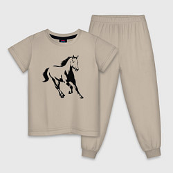 Пижама хлопковая детская Конь скачет, цвет: миндальный