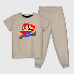 Пижама хлопковая детская Пиксельный Марио, цвет: миндальный