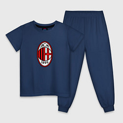 Пижама хлопковая детская Футбольный клуб Milan, цвет: тёмно-синий