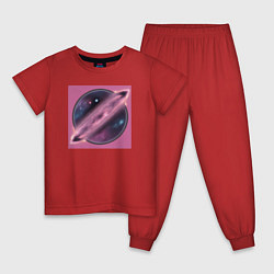 Пижама хлопковая детская Планета на орбите, цвет: красный