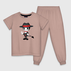 Пижама хлопковая детская Бенди в шляпке, цвет: пыльно-розовый