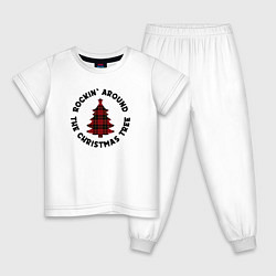 Пижама хлопковая детская Rocking around the christmas tree, цвет: белый