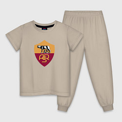 Пижама хлопковая детская Roma fc club, цвет: миндальный