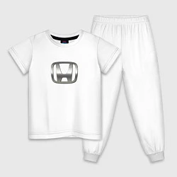 Пижама хлопковая детская Honda sport auto silver, цвет: белый
