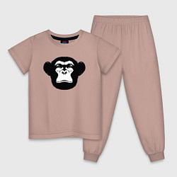 Пижама хлопковая детская Морда шимпанзе, цвет: пыльно-розовый