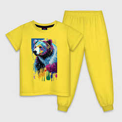 Пижама хлопковая детская Color bear - painting - neural network, цвет: желтый