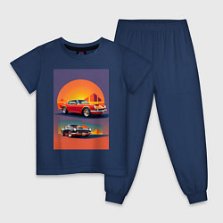 Пижама хлопковая детская Ретро спорт кар, цвет: тёмно-синий