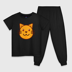 Пижама хлопковая детская Оранжевый котик счастлив, цвет: черный