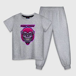 Пижама хлопковая детская Purple crazy monkey, цвет: меланж