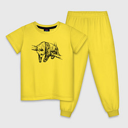 Пижама хлопковая детская Панда висит на ветках, цвет: желтый