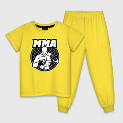 Пижама хлопковая детская Warrior MMA, цвет: желтый