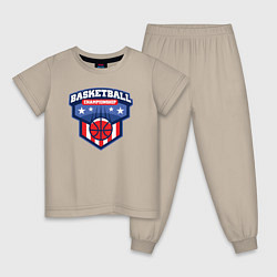 Пижама хлопковая детская Баскетбольный чемпионат, цвет: миндальный