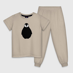 Пижама хлопковая детская Пингвин мылыш трафарет, цвет: миндальный