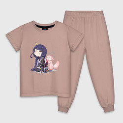 Пижама хлопковая детская Шогун Райден и лисичка Мико, цвет: пыльно-розовый