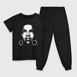 Пижама хлопковая детская Lauryn Hill, цвет: черный
