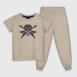 Пижама хлопковая детская Skull rock, цвет: миндальный