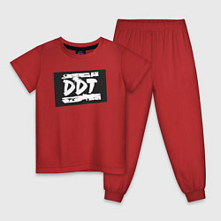 Пижама хлопковая детская ДДТ - логотип, цвет: красный