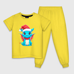 Пижама хлопковая детская Дружелюбный дракон зимних чудес, цвет: желтый