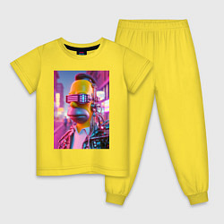 Пижама хлопковая детская Кибер Гомер - нейросеть, цвет: желтый