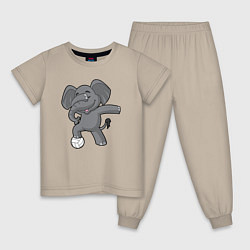 Пижама хлопковая детская Спортивный слоник, цвет: миндальный
