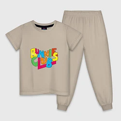 Пижама хлопковая детская NewJeans Bunnies Club colorful, цвет: миндальный