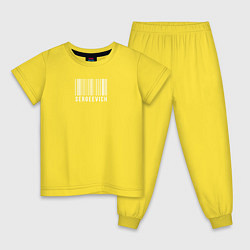 Пижама хлопковая детская Сергеевич штрих код, цвет: желтый