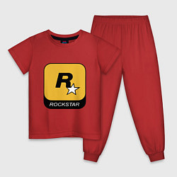 Пижама хлопковая детская Rockstar, цвет: красный