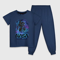 Пижама хлопковая детская Космонавт nasa, цвет: тёмно-синий