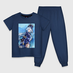 Пижама хлопковая детская Фурина, цвет: тёмно-синий