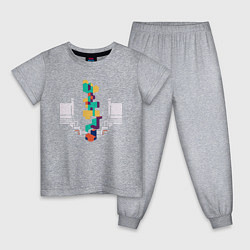 Пижама хлопковая детская Тетрис игра, цвет: меланж