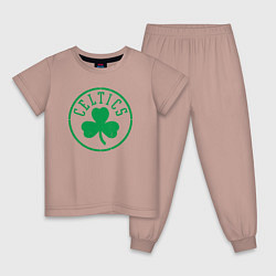 Пижама хлопковая детская Boston Celtics clover, цвет: пыльно-розовый
