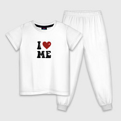 Пижама хлопковая детская I love me - heart y2k, цвет: белый