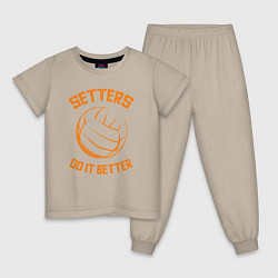 Пижама хлопковая детская Setters do it better, цвет: миндальный