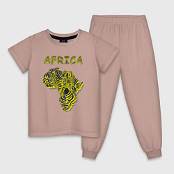 Пижама хлопковая детская Zebra Africa, цвет: пыльно-розовый