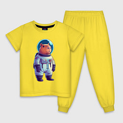 Пижама хлопковая детская Капибара бравый космонавт, цвет: желтый