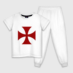 Пижама хлопковая детская Крест рыцарей тамплиеров, цвет: белый