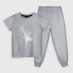 Пижама хлопковая детская Профиль оленя белый, цвет: меланж