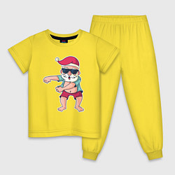 Пижама хлопковая детская Dabbing Santa, цвет: желтый