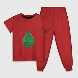 Пижама хлопковая детская Ёлка пушистая, цвет: красный