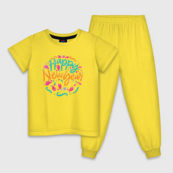 Пижама хлопковая детская Счастья в новый год, цвет: желтый