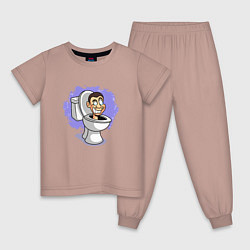 Пижама хлопковая детская Раздолбай Скибиди туалет, цвет: пыльно-розовый