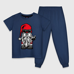 Пижама хлопковая детская Санта Клаус - гном, цвет: тёмно-синий