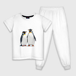 Пижама хлопковая детская Друзья-пингвины, цвет: белый